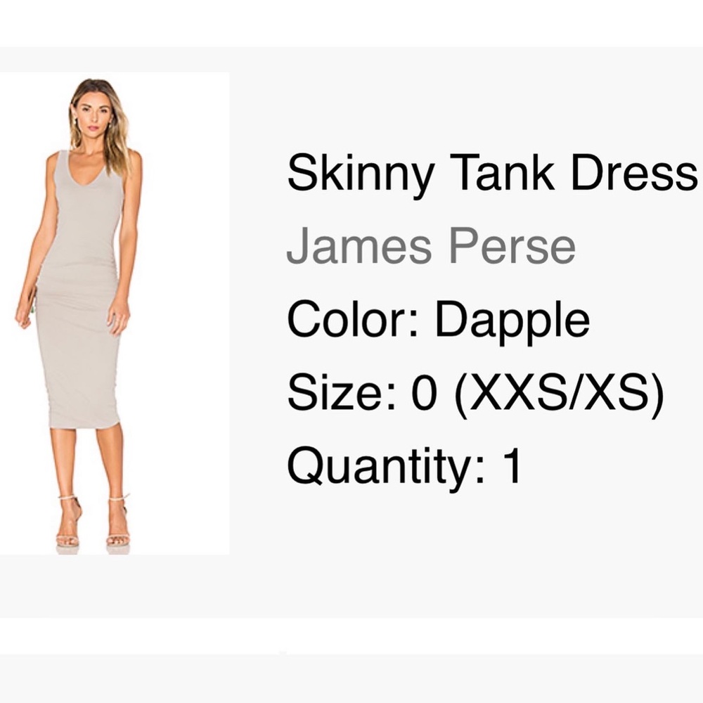 BRAND NEW JAMES PERSE SKINNY RUCHED TANK DRESS SIZE 0 KIM KARDASHIAN